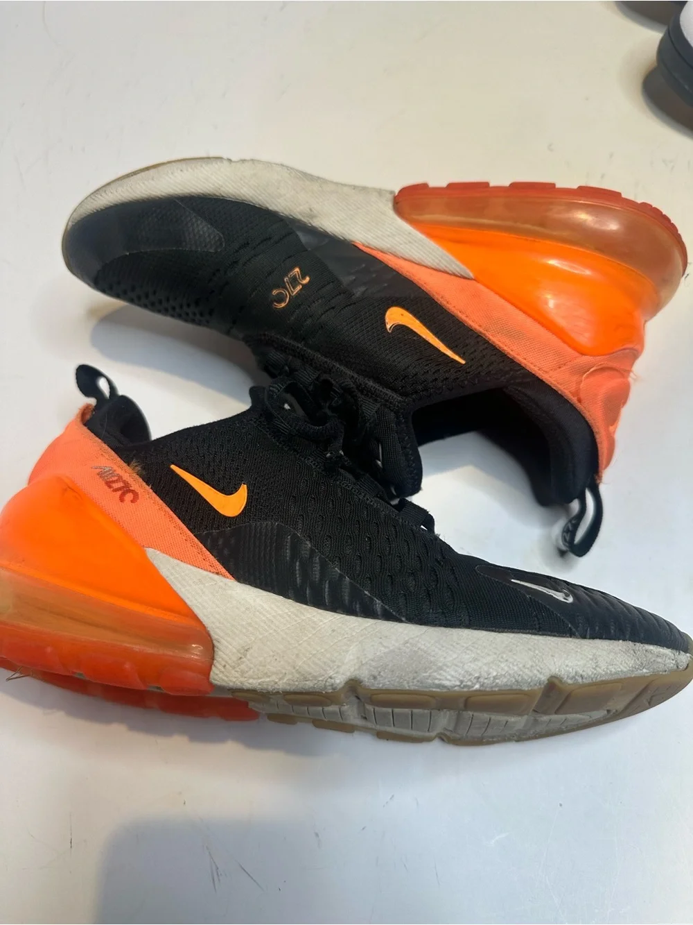 Nike Kids Air270 Black with Orange Accents Youth Sneakers